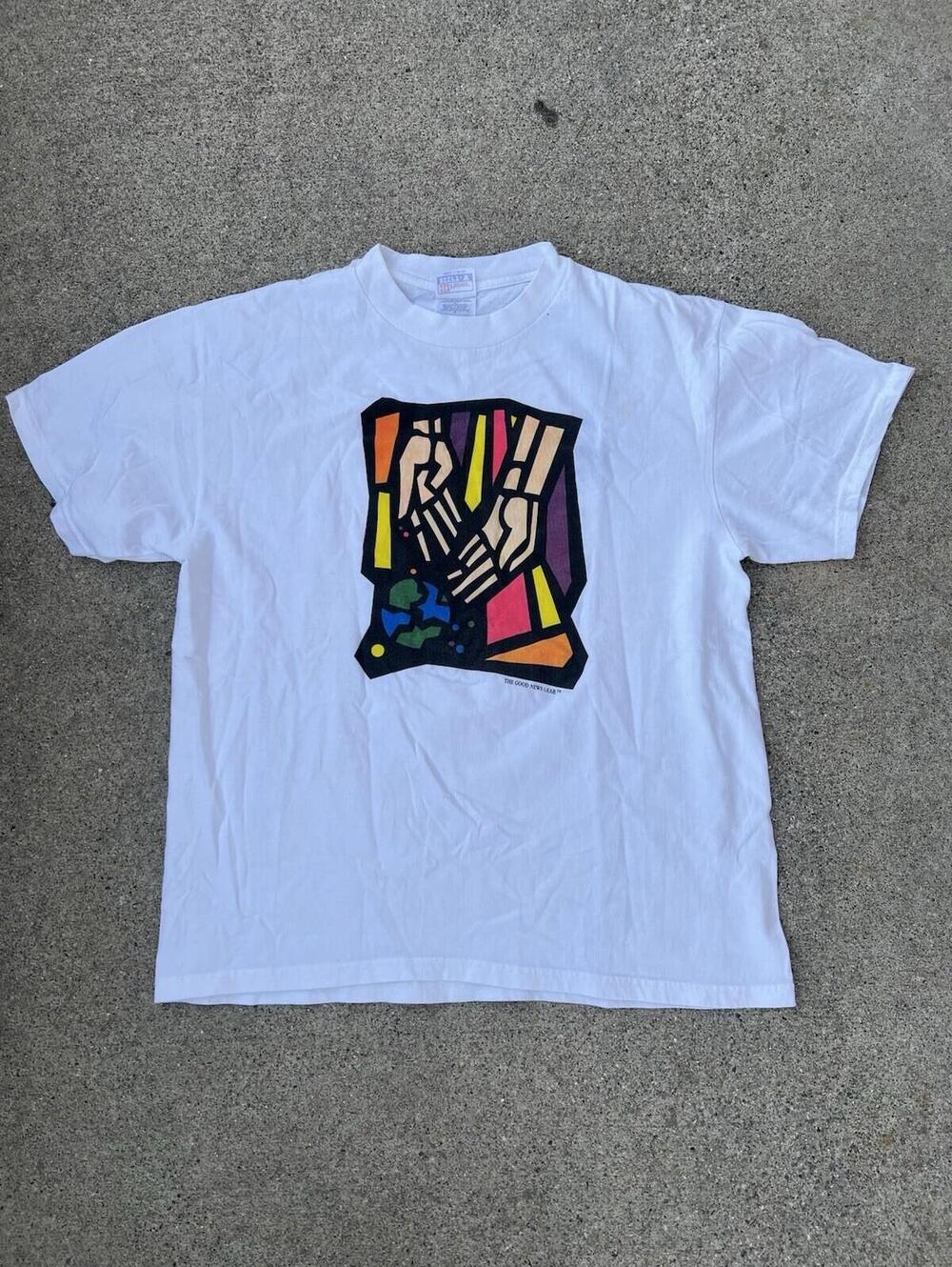 Vintage 90s Bible God Genesis Creation Size Large Christian White Hanes